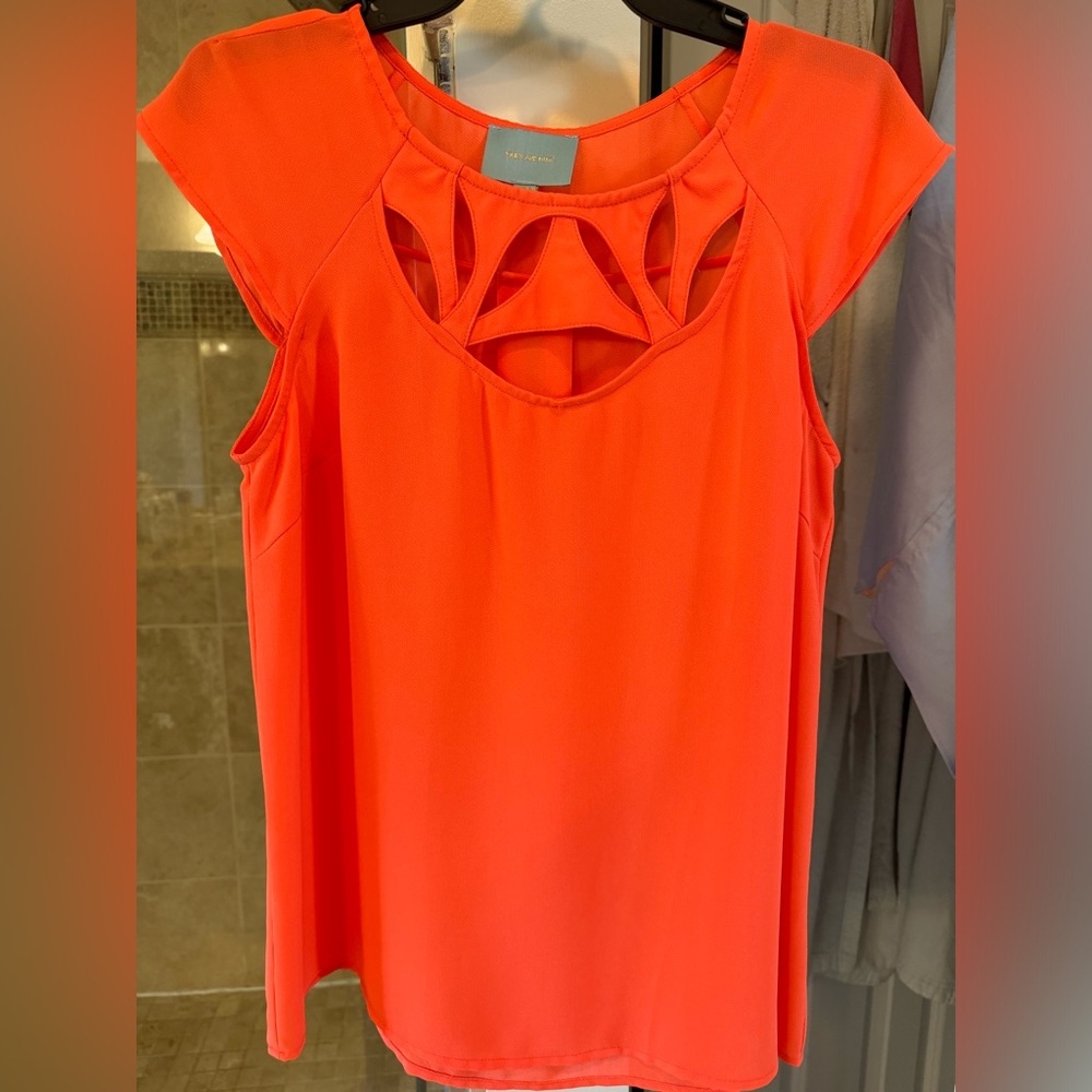 Skies are Blue orange cap sleeve blouse
